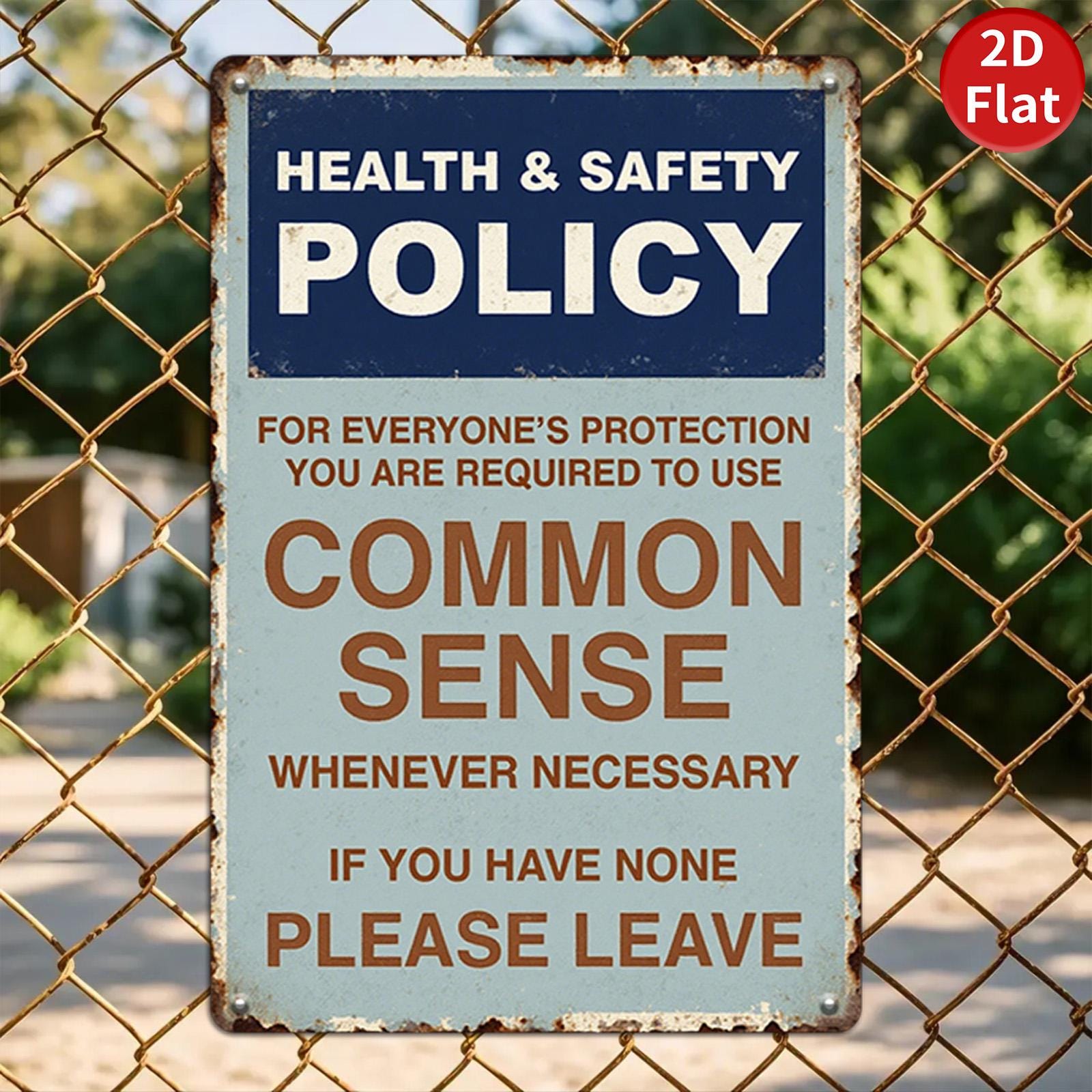 Vintage Health Safety Metal Sign: Retro Common Sense Quote Wall Art
