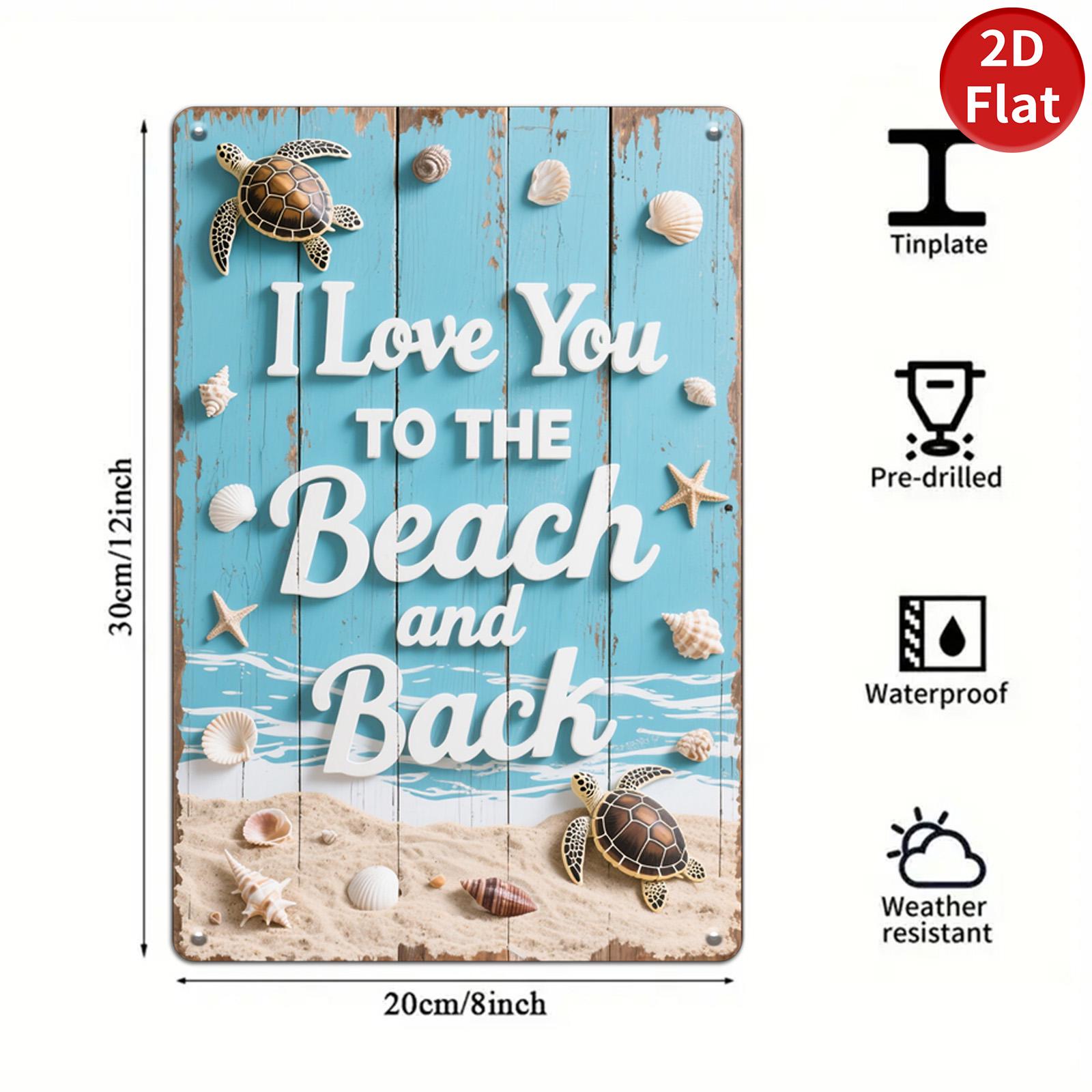 Coastal Metal Sign: Turtle, Seashell, Starfish Ocean Decor