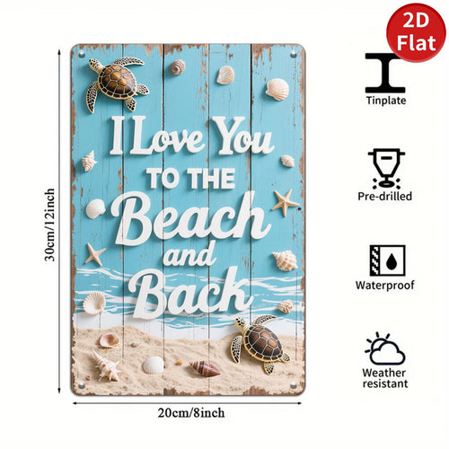 Coastal Metal Sign: Turtle, Seashell, Starfish Ocean Decor