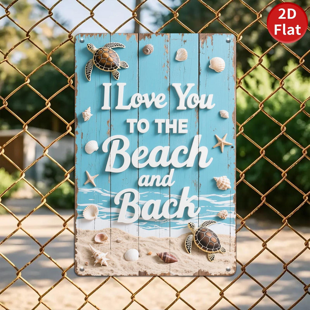 Coastal Metal Sign: Turtle, Seashell, Starfish Ocean Decor