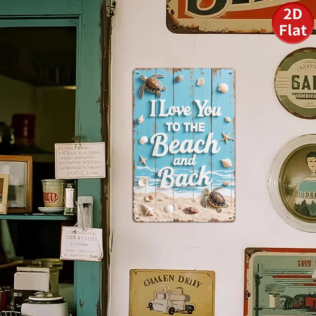 Coastal Metal Sign: Turtle, Seashell, Starfish Ocean Decor