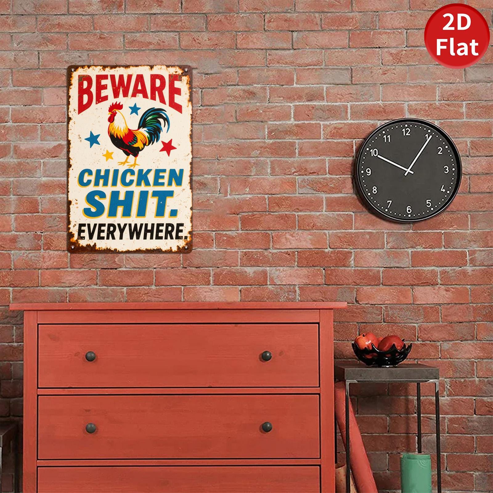 Vintage Metal Farm Sign: Rooster Humor, Rustic Farmhouse Decor