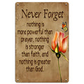 Inspirational Metal Sign: Rose, Butterfly, Prayer Quote - Religious Wall Art