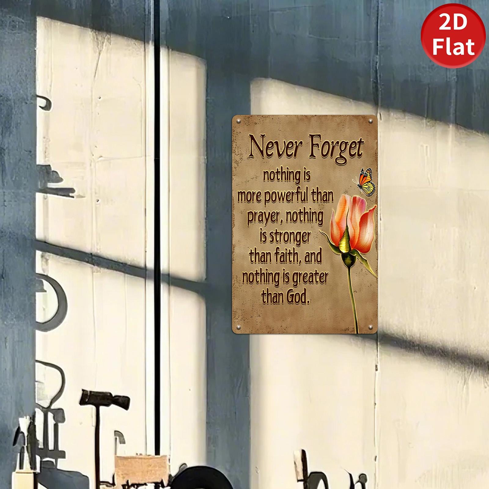 Inspirational Metal Sign: Rose, Butterfly, Prayer Quote - Religious Wall Art