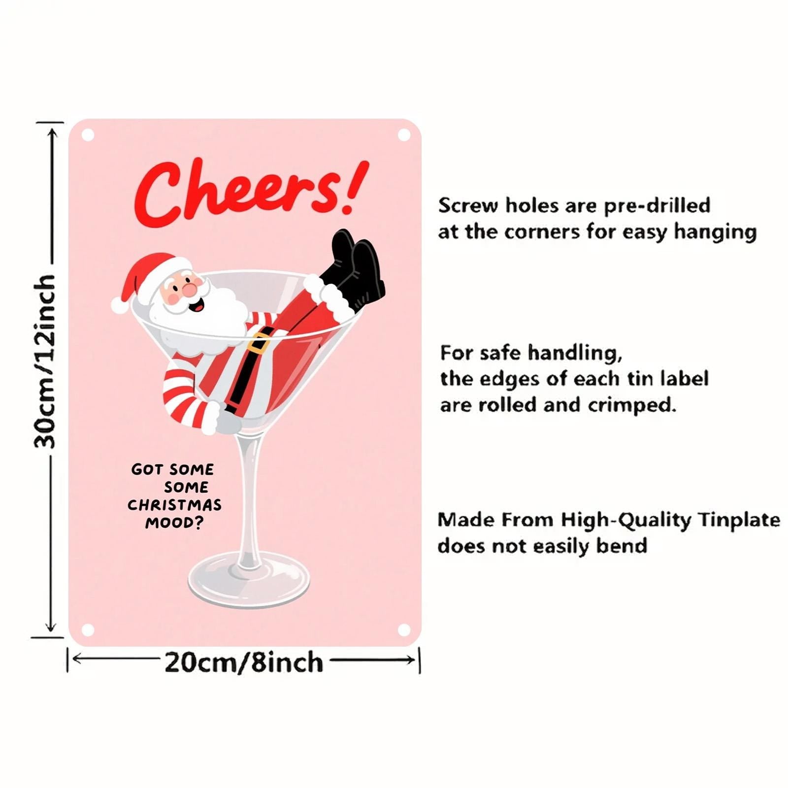 Funny Santa Claus Bar Sign: Christmas Holiday Metal Wall Art