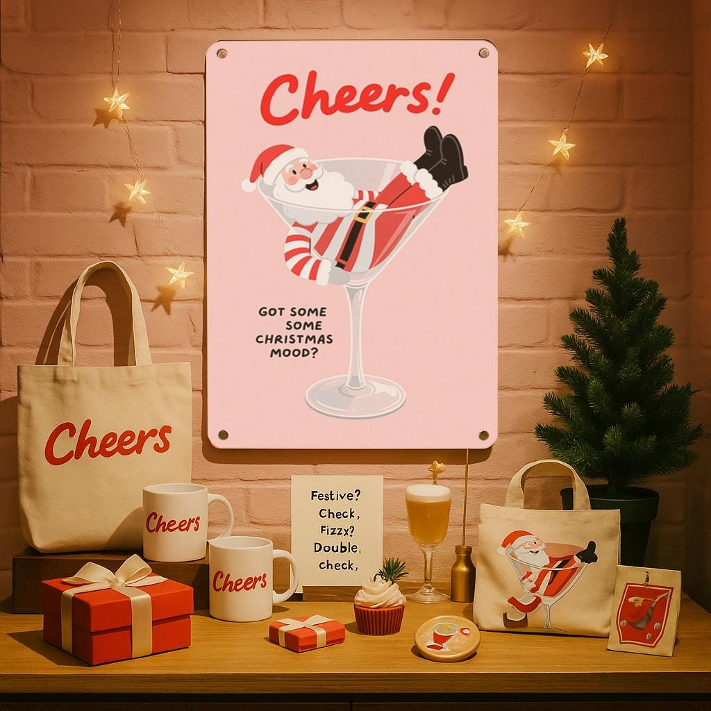 Funny Santa Claus Bar Sign: Christmas Holiday Metal Wall Art