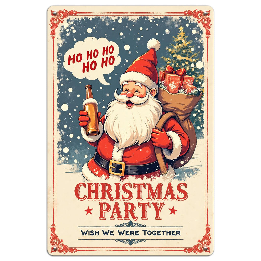Panneau en Métal de Noël Vintage Père Noël | Décoration Festive de Noël en Métal
