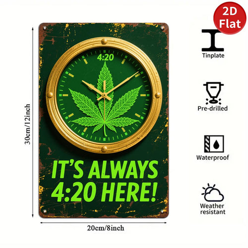 Botanical Leaf Retro Wall Clock - 4:20 Vintage Kitchen Decor