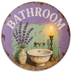 Vintage Lavender Bathroom Sign: Rustic Farmhouse Metal Wall Art