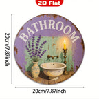 Vintage Lavender Bathroom Sign: Rustic Farmhouse Metal Wall Art