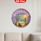 Vintage Lavender Bathroom Sign: Rustic Farmhouse Metal Wall Art