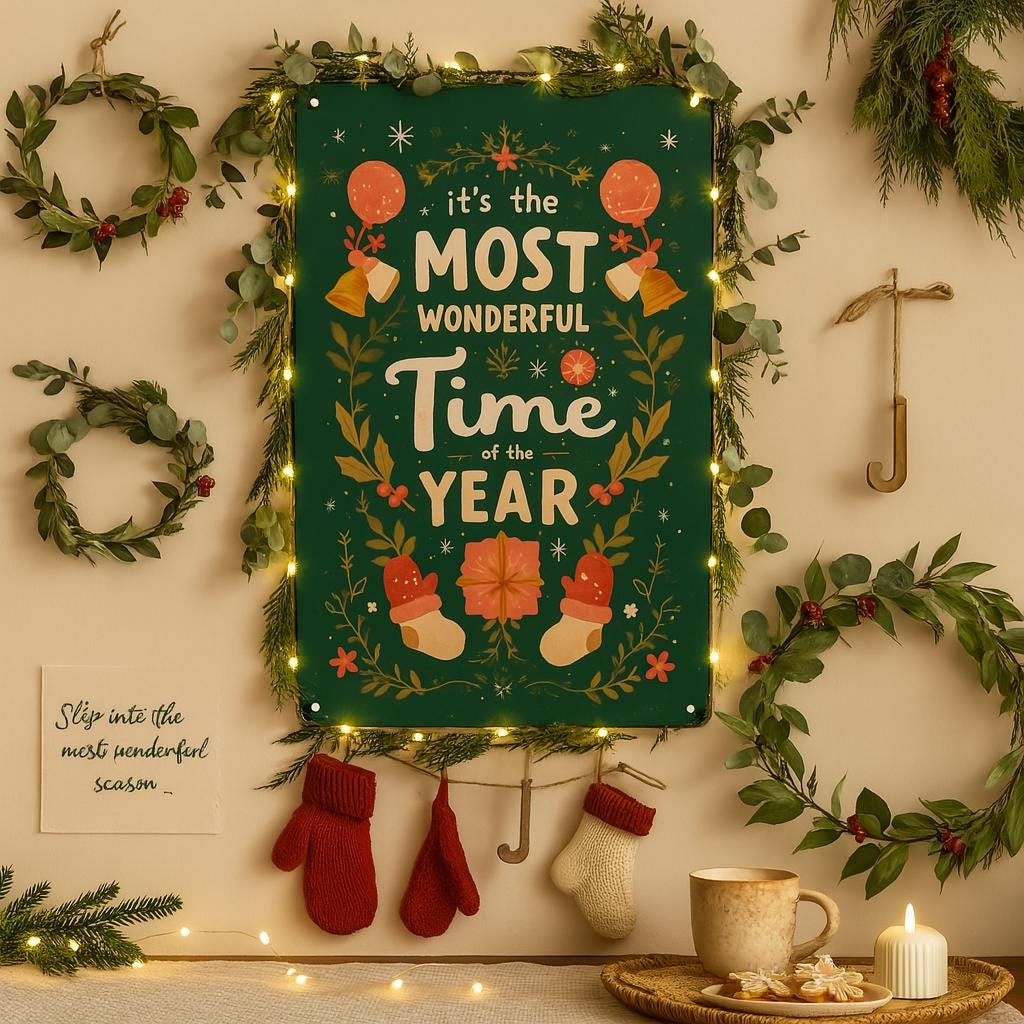 Pancarte métallique de Noël rustique | Décoration murale festive pour les fêtes