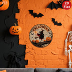 Halloween Hexe Metallschild | Gruseliger Kürbis Vintage Fledermaus Deko