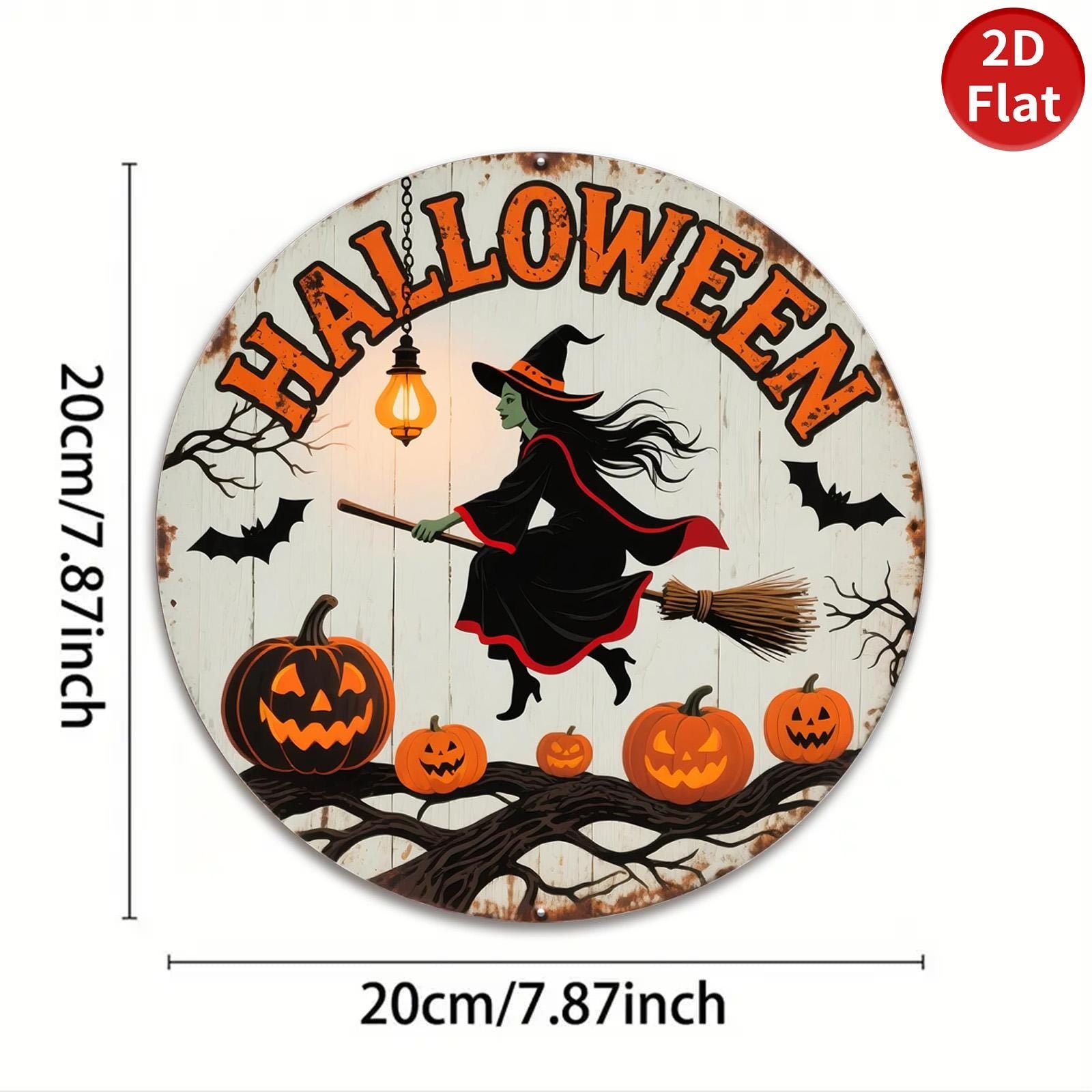 Halloween Witch Metal Sign: Vintage Spooky Wall Art Decor