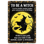 Witch Metal Sign: Halloween Full Moon Bats, Gothic Pagan Decor