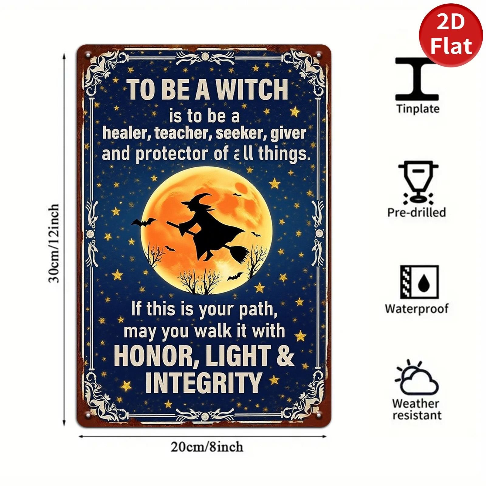 Witch Metal Sign: Gothic Pagan Full Moon Wall Art