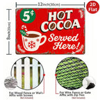 Pancarte métallique vintage pour chocolat chaud | Décoration de cuisine de Noël rétro