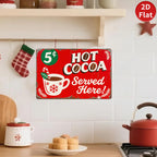 Pancarte métallique vintage pour chocolat chaud | Décoration de cuisine de Noël rétro