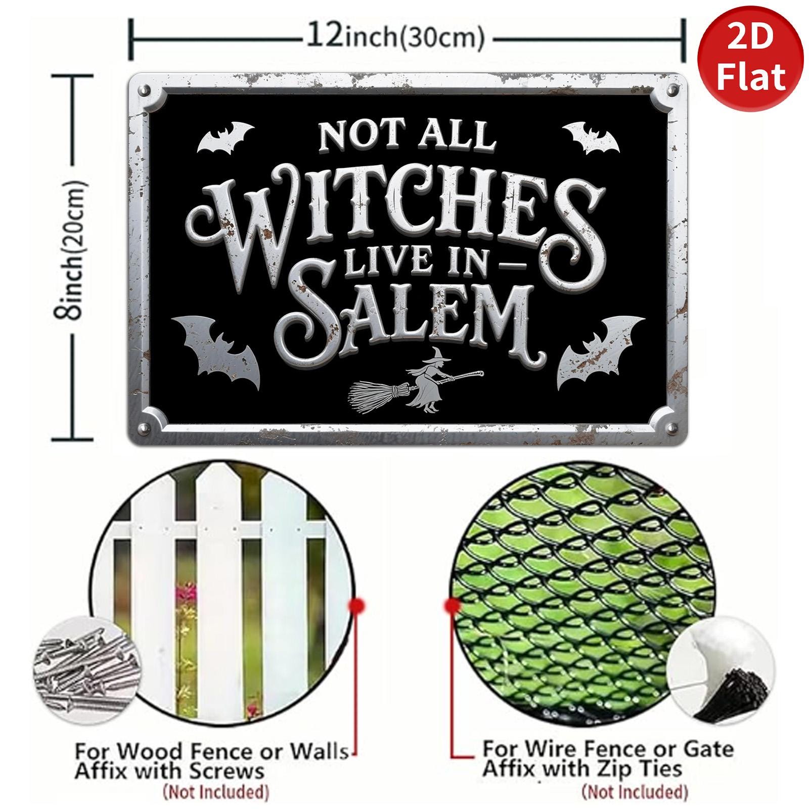 Gothic Witch Metal Sign: Vintage Halloween Occult Decor