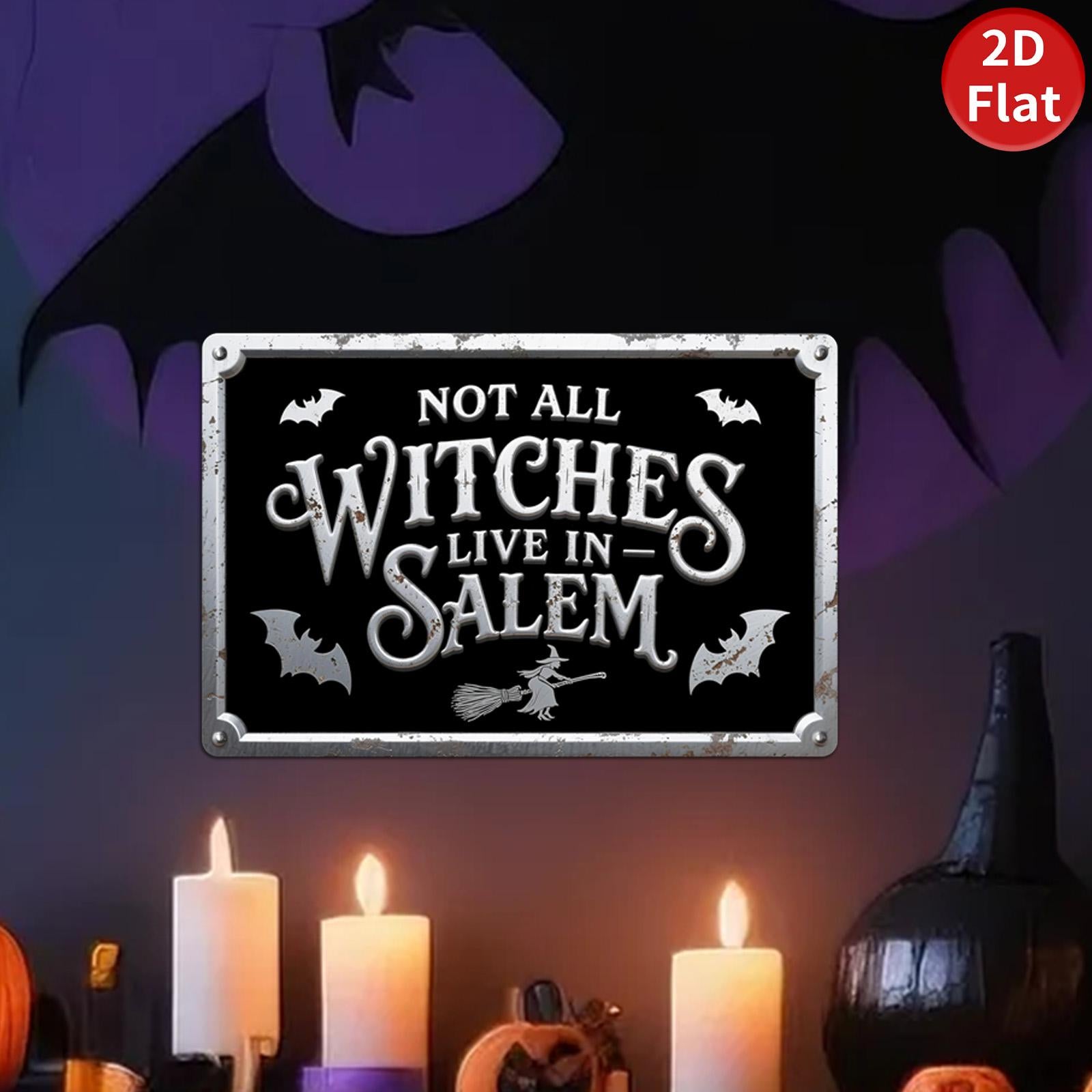 Gothic Witch Metal Sign: Vintage Halloween Occult Decor