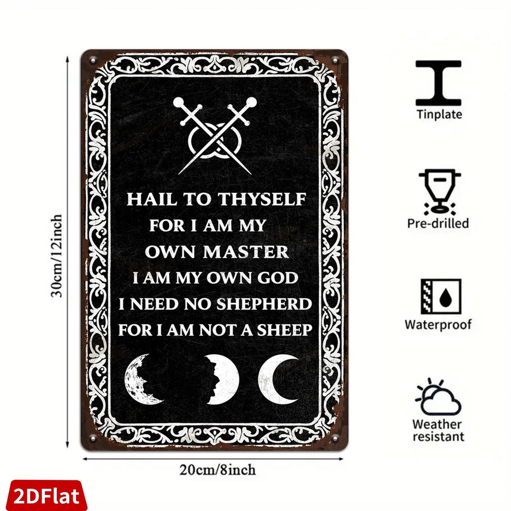 Occult Metal Sign: Gothic Pagan Moon Phases Wall Art