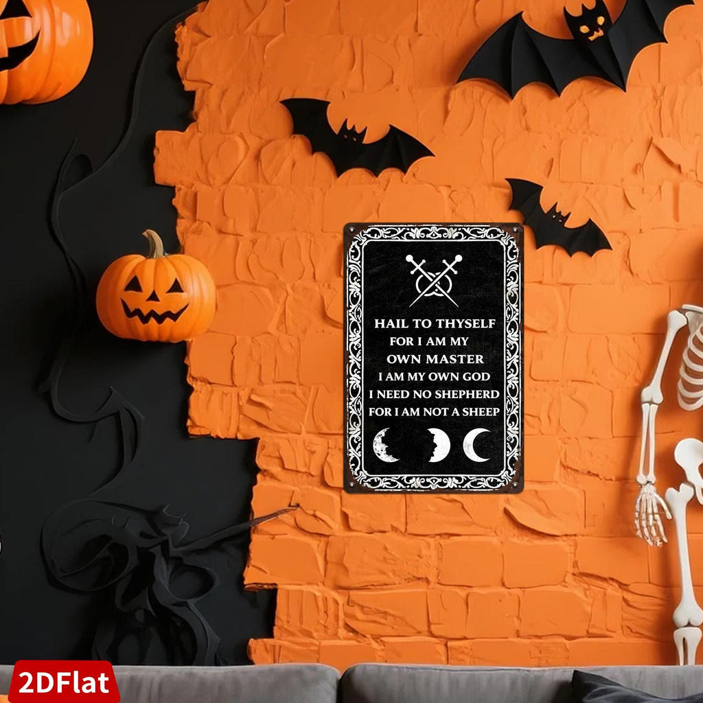 Occult Metal Sign: Gothic Pagan Moon Phases Wall Art