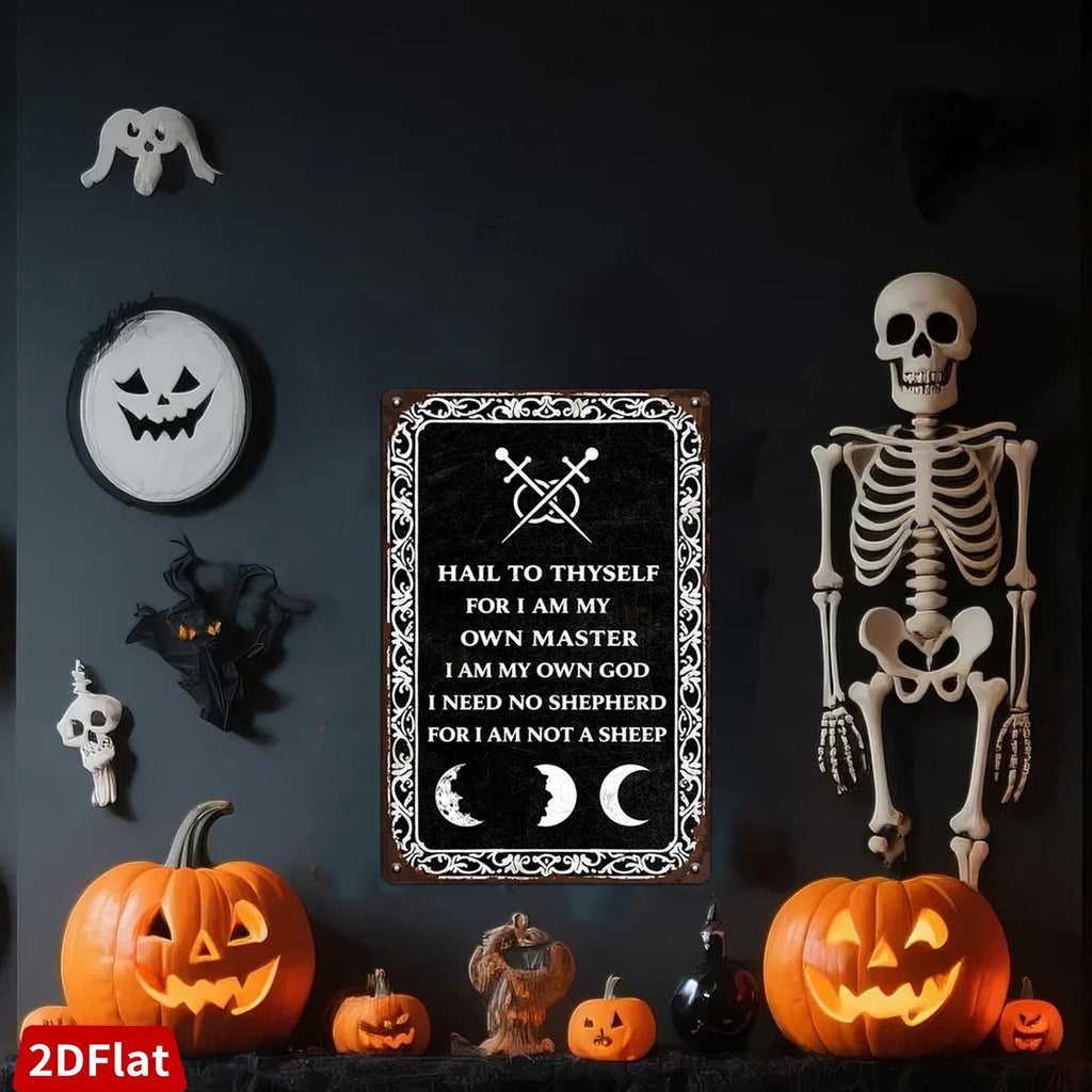 Occult Metal Sign: Gothic Pagan Moon Phases Wall Art