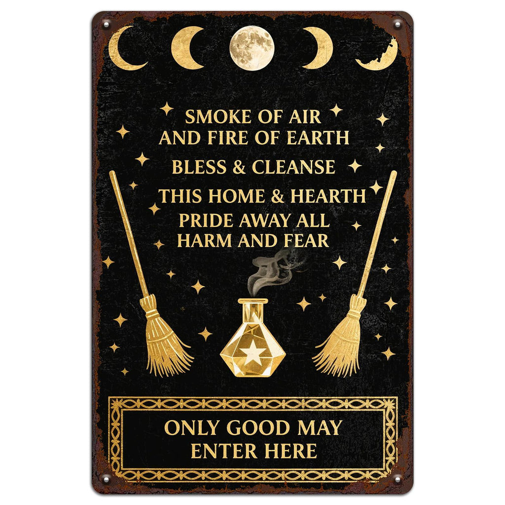 Wicca Moon Phases Metal Sign: Witchy Pagan Home Decor