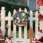 Décoration Murale Métal Noël Vintage | Panneau Métal Bonhomme de Neige & Cerf
