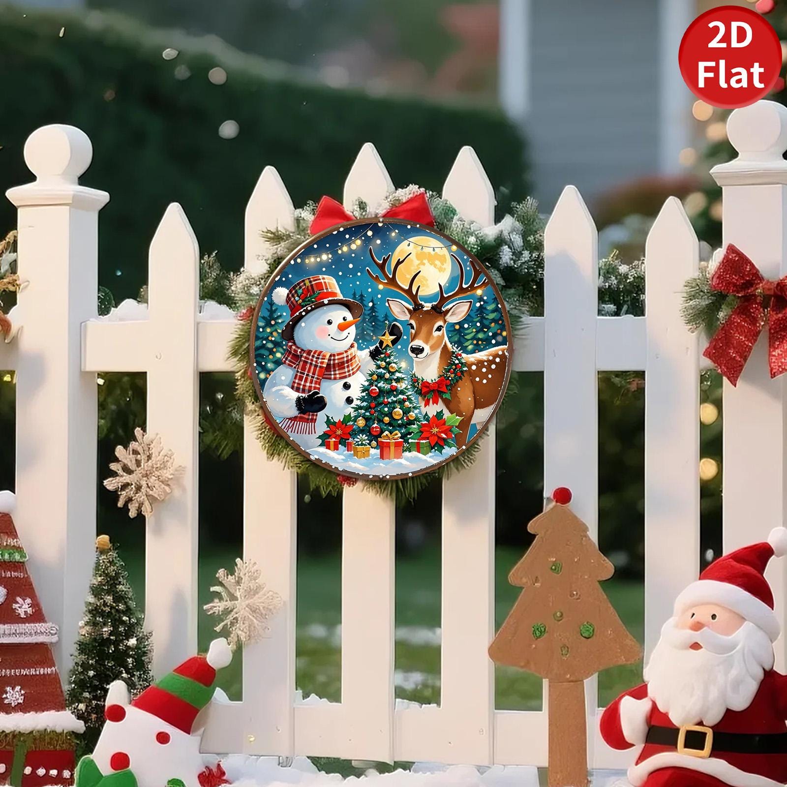 Vintage Christmas Metal Wall Art: Snowman & Deer Holiday Decor