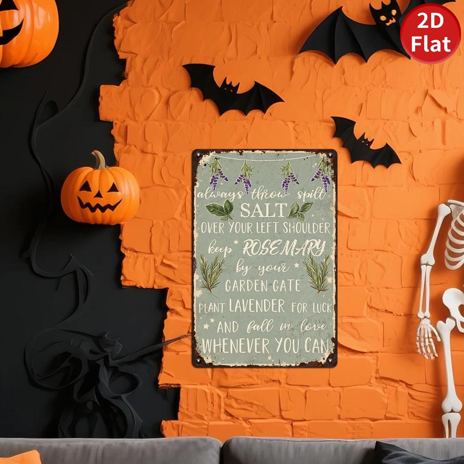 Herbal Witch Kitchen Metal Sign: Cottagecore Wicca Home Decor