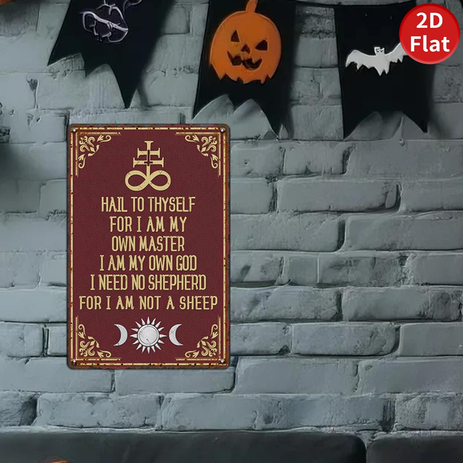 Occult Metal Sign: Gothic Home Altar Decor, Pagan Witch Symbol