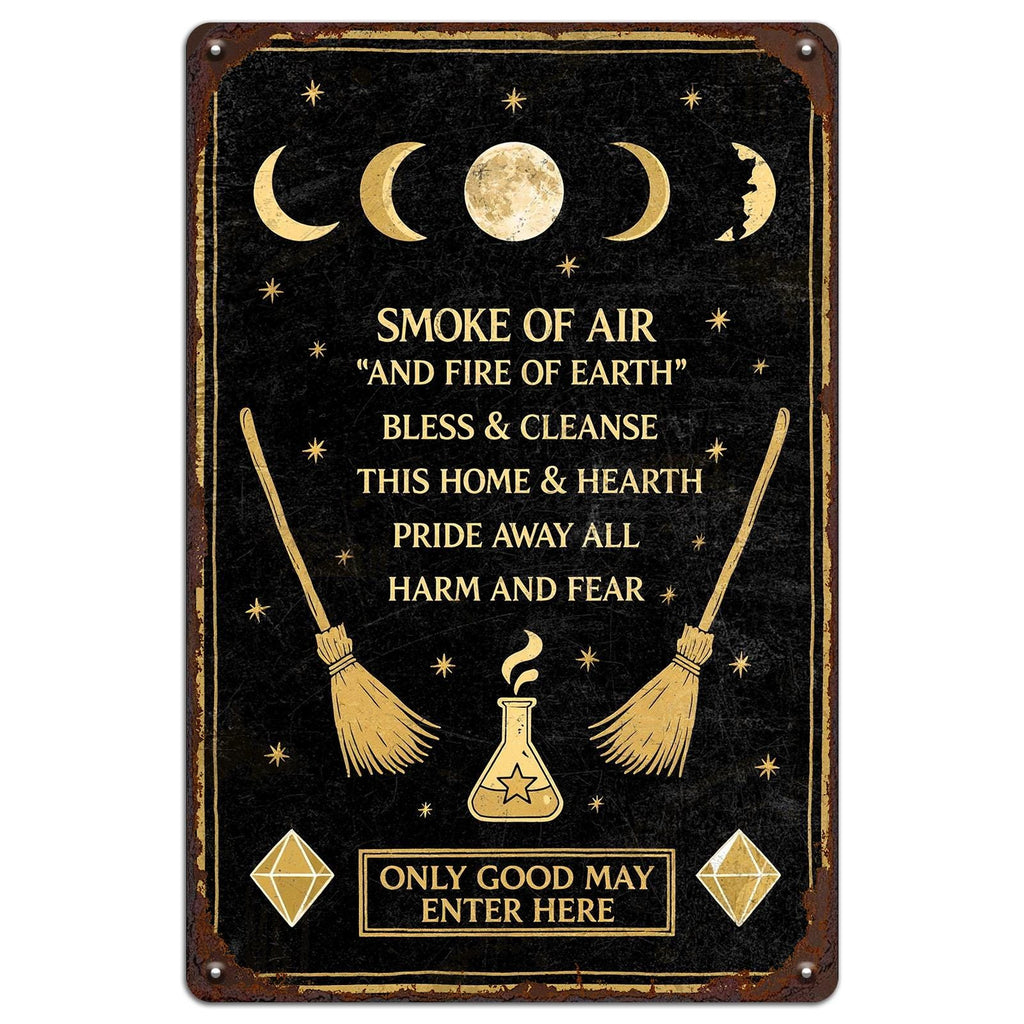 Witchcraft Blessing Metal Sign: Pagan Moon Phase Altar Decor