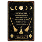 Witchcraft Blessing Metal Sign: Pagan Moon Phase Altar Decor