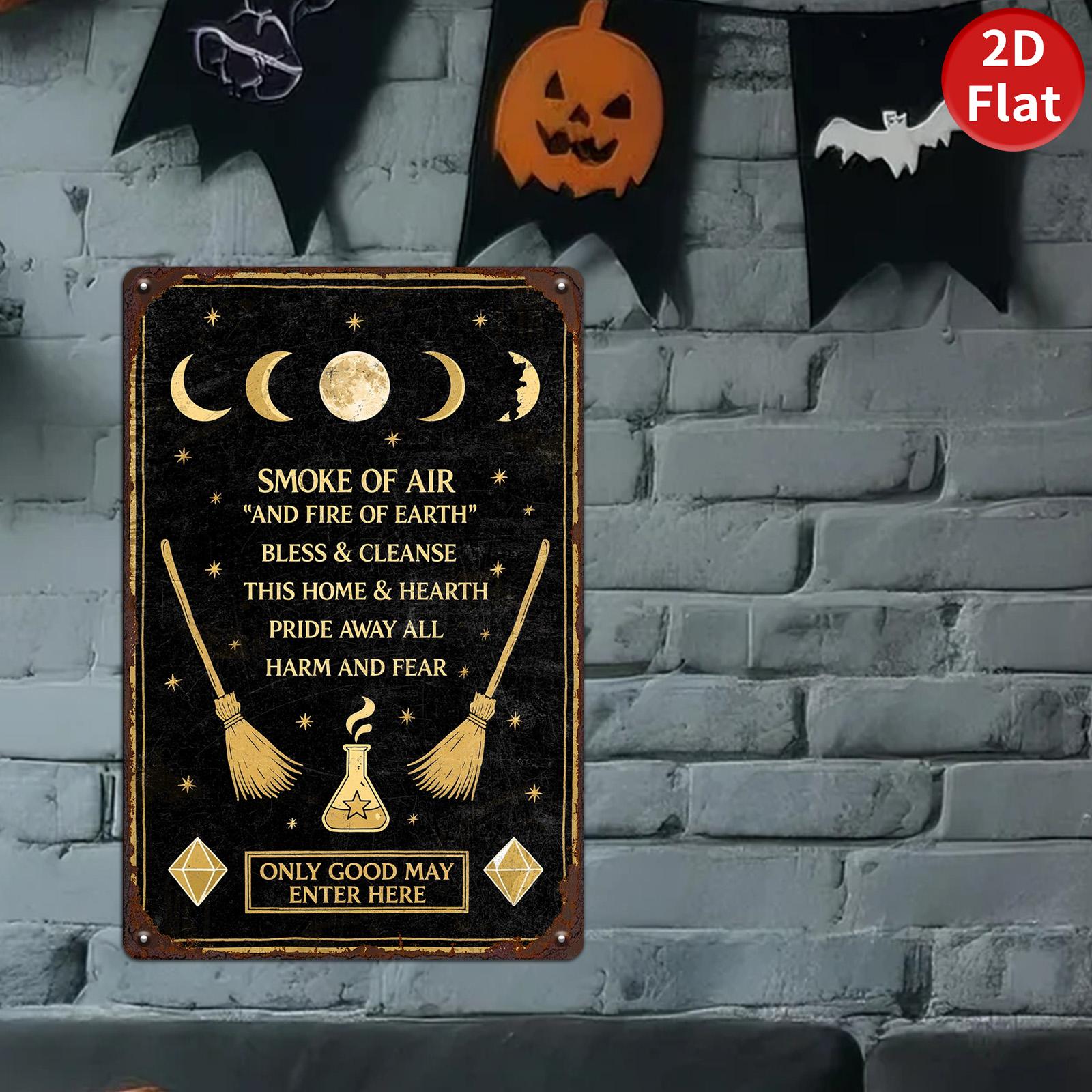 Witchcraft Blessing Metal Sign: Pagan Moon Phase Altar Decor