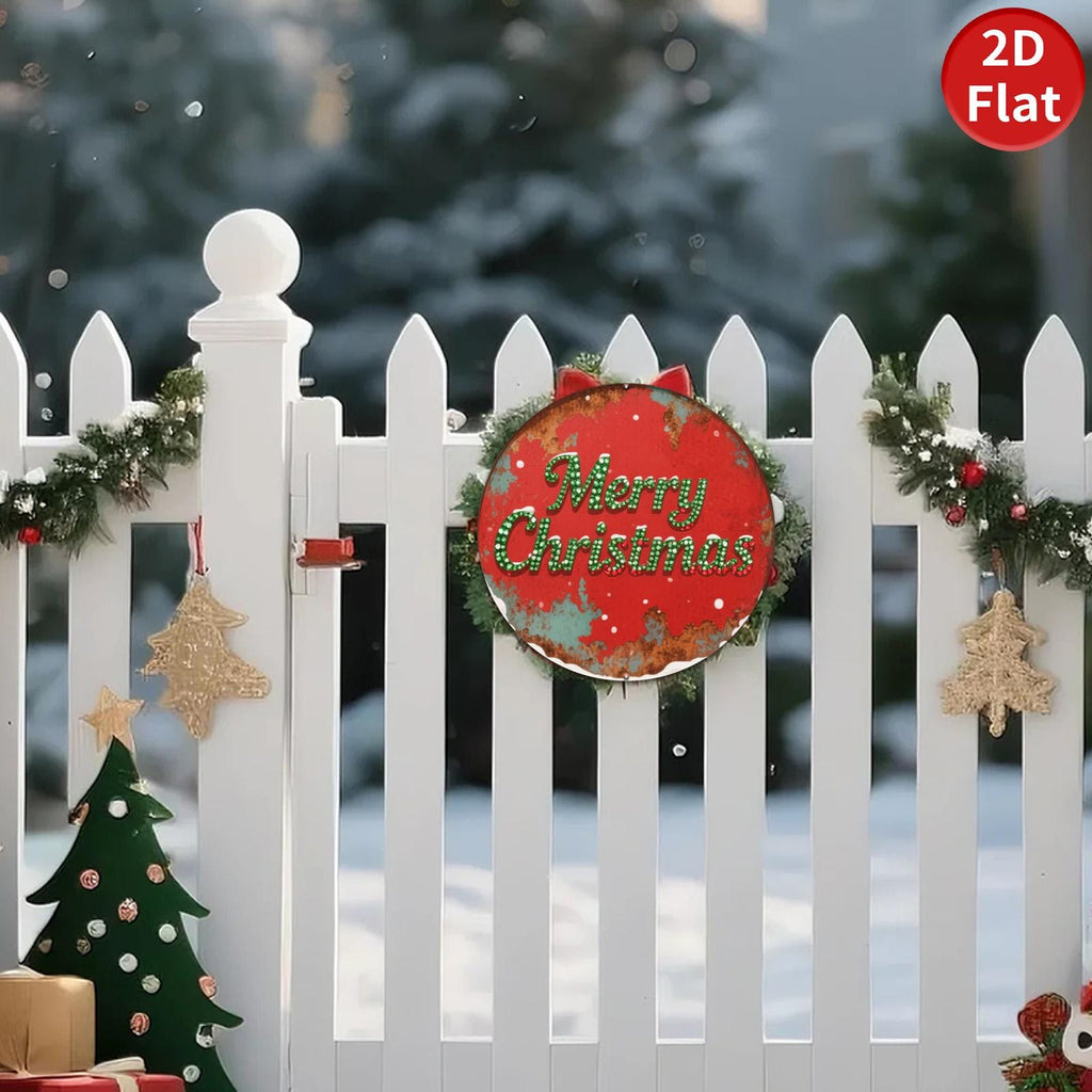 Retro Christmas Metal Sign: Rustic Holiday Wall Art