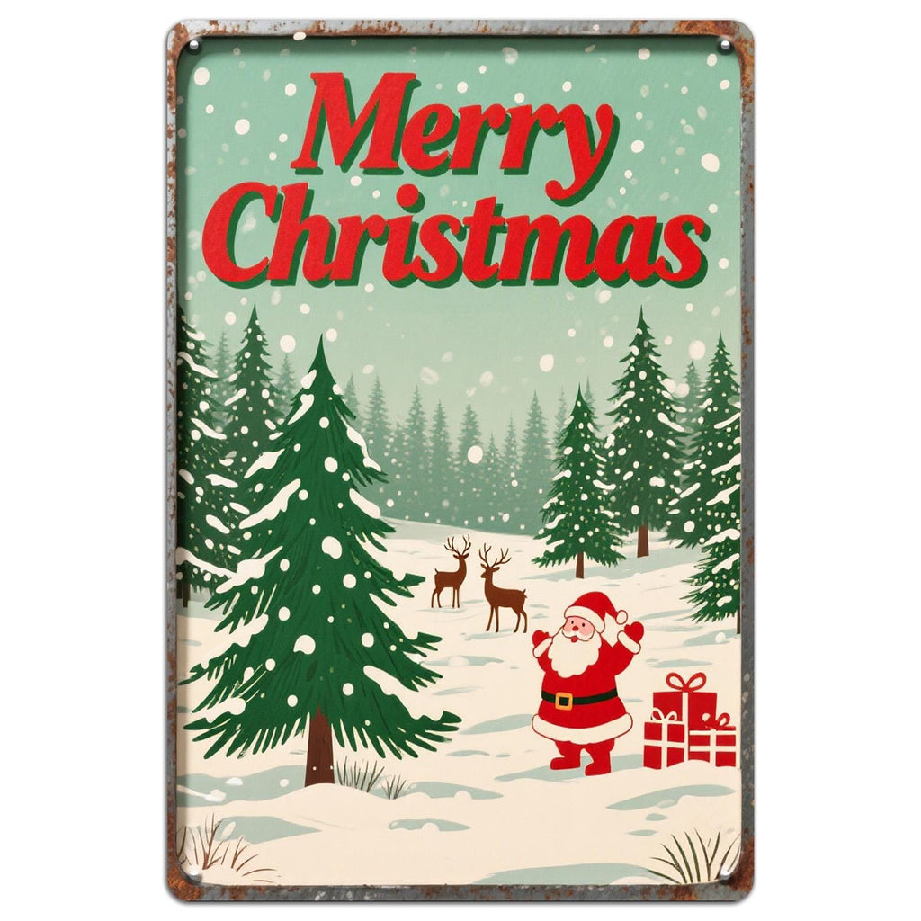 Vintage Santa Claus Metal Christmas Sign: Rustic Holiday Wall Art