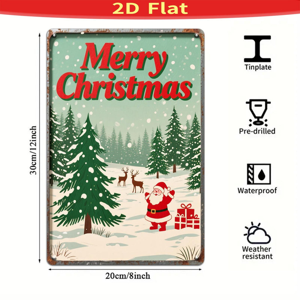 Vintage Santa Claus Metal Christmas Sign: Rustic Holiday Wall Art