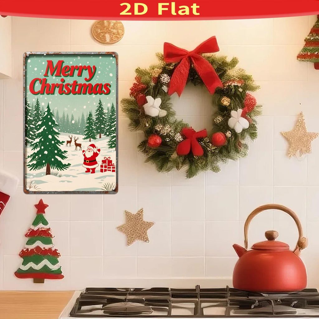 Vintage Santa Claus Metal Christmas Sign: Rustic Holiday Wall Art