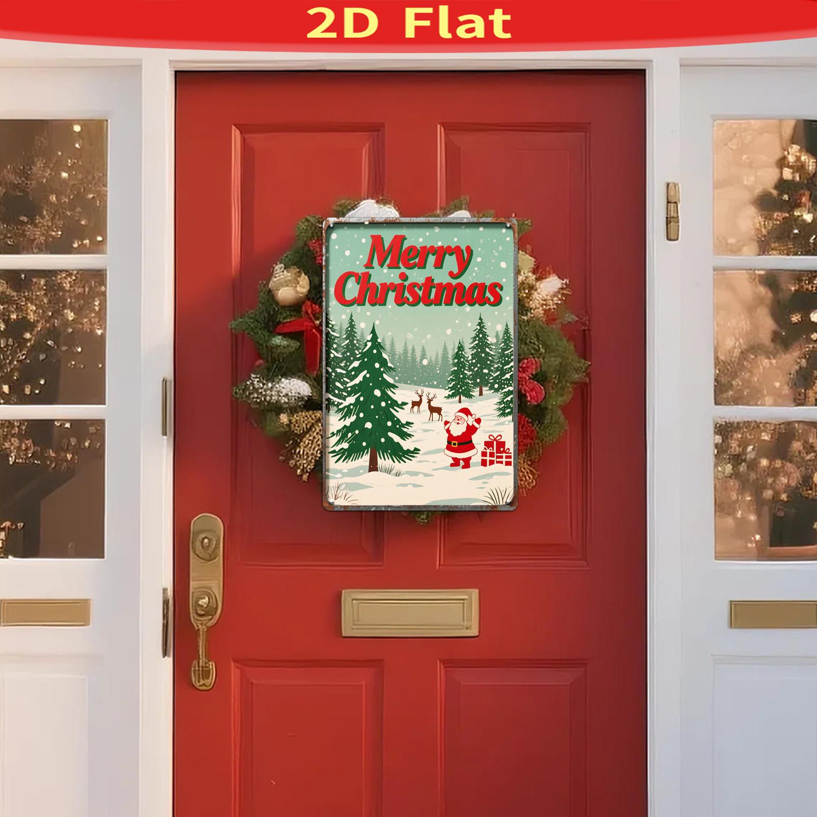 Vintage Santa Claus Metal Christmas Sign: Rustic Holiday Wall Art