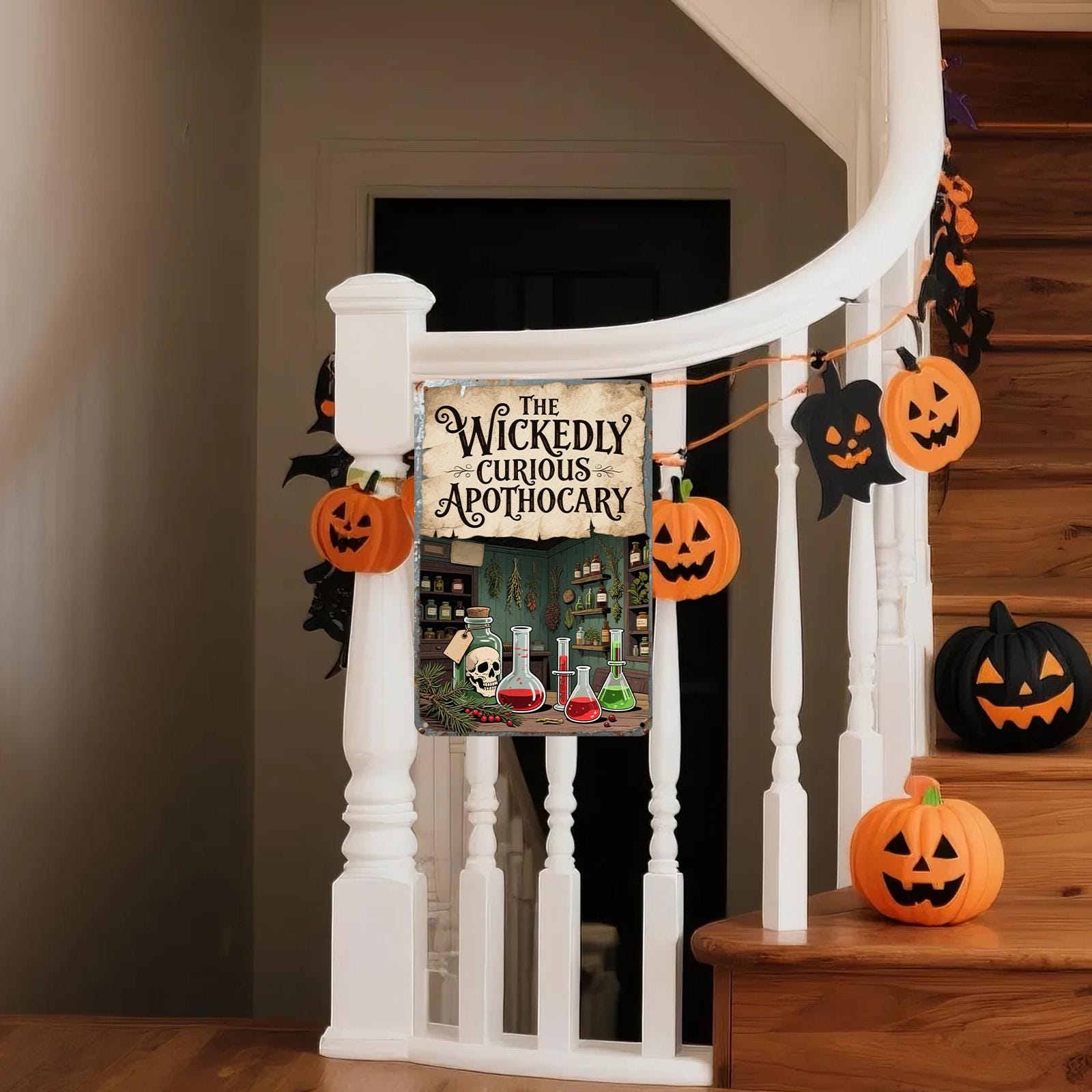 Apothecary Metal Sign: Witch Potion, Gothic Skull Decor