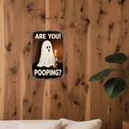 Panneau métallique amusant pour salle de bain avec fantôme | Décoration de toilettes d'Halloween effrayante en métal