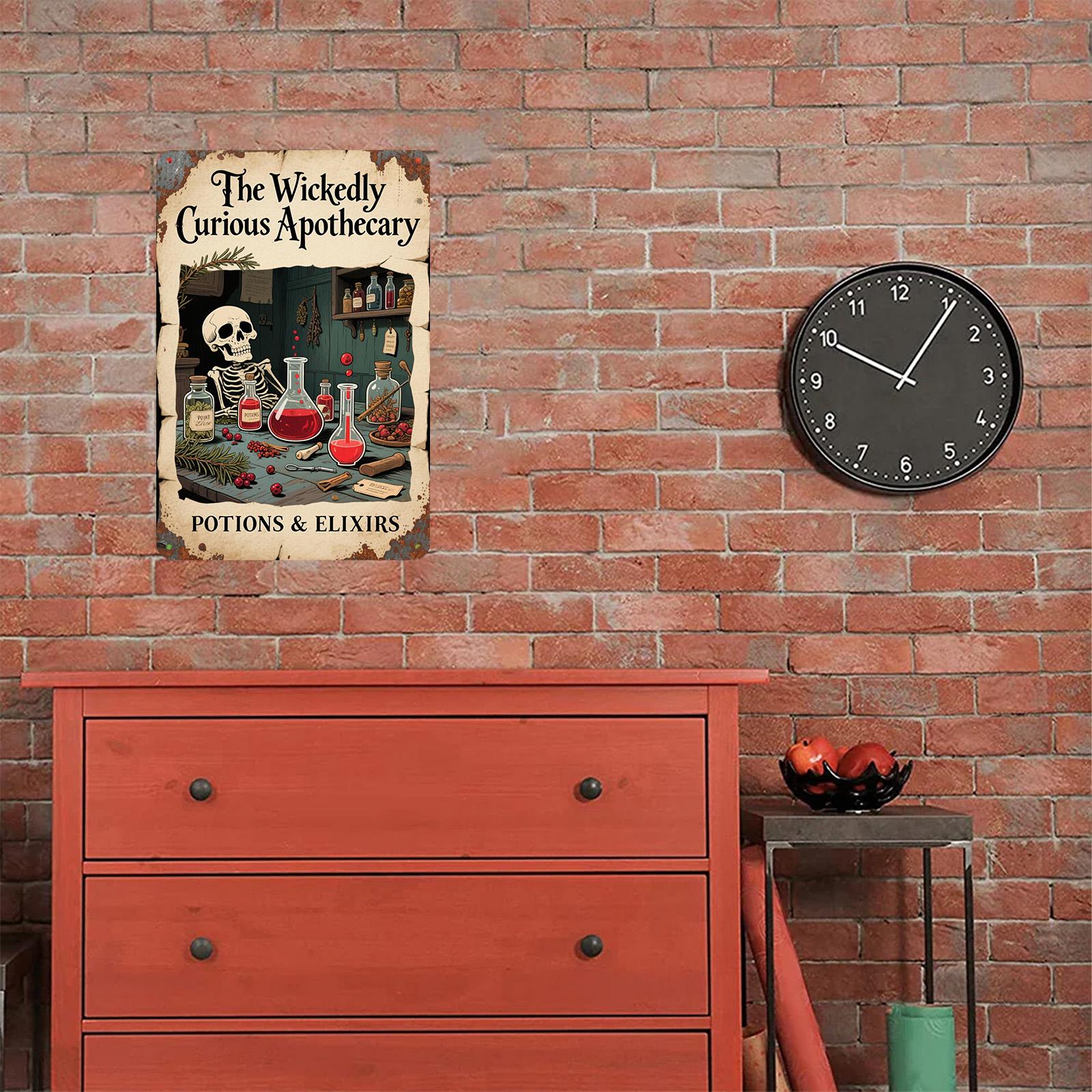 Gothic Apothecary Metal Sign: Halloween Potion Decor - 8x12