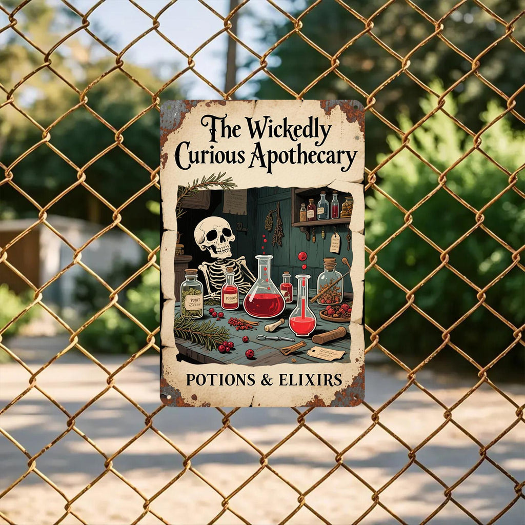 Gothic Apothecary Metal Sign: Halloween Potion Decor - 8x12