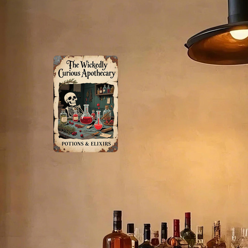 Gothic Apothecary Metal Sign: Halloween Potion Decor - 8x12