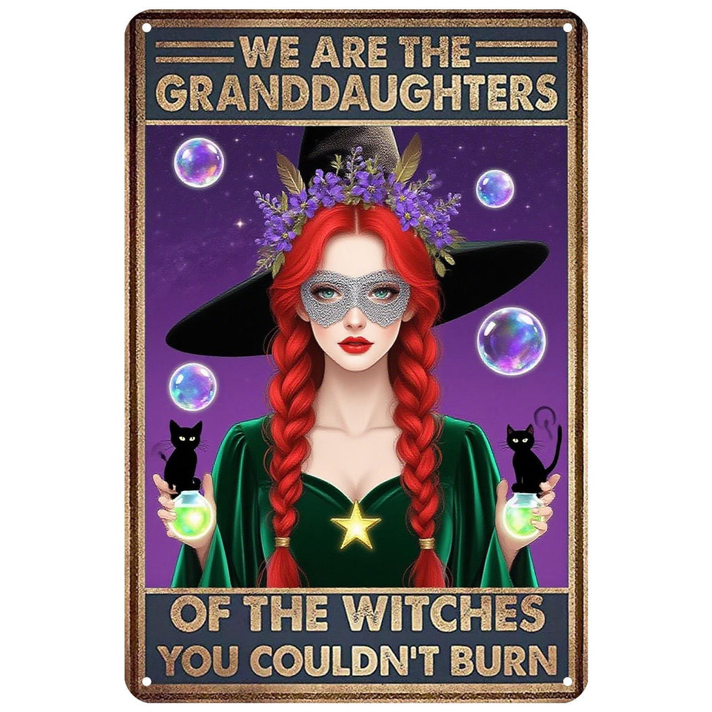 Witch Wall Art Metal Sign: Gothic Black Cats & Magic Potion Decor