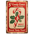Vintage Candy Canes Metal Sign: Retro Christmas Holiday Wall Art