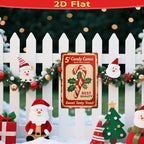 Vintage Zuckerstangen Metallschild | Retro Weihnachtsdeko Wandkunst