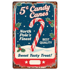 Vintage Nordpol Zuckerstangen Blechschild | Retro Weihnachts-Küchendekoration