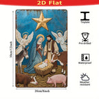 Vintage Weihnachts Krippe Metallschild | Religiöse Feiertagsdekoration